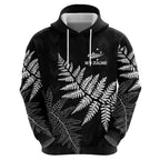 New Zealand Lawn Bowls Personalized Zip Hoodie Wrap-Around Silver Fern - Aussie Hoodie