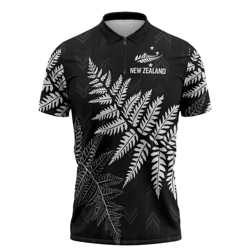 New Zealand Lawn Bowls Personalized Zipper Polo Shirt Wrap-Around Silver Fern - Aussie Hoodie