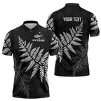New Zealand Lawn Bowls Personalized Zipper Polo Shirt Wrap-Around Silver Fern - Aussie Hoodie