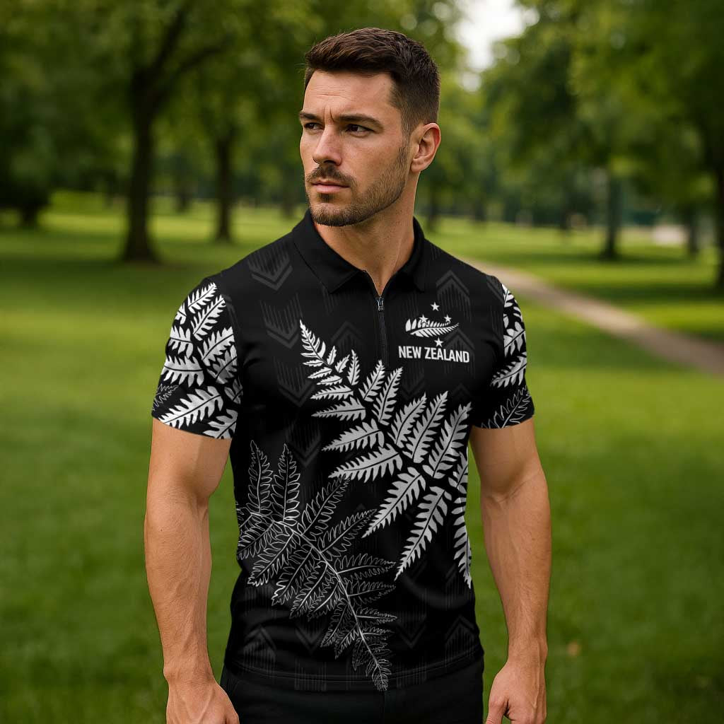 New Zealand Lawn Bowls Personalized Zipper Polo Shirt Wrap-Around Silver Fern - Aussie Hoodie