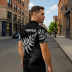 New Zealand Lawn Bowls Personalized Zipper Polo Shirt Wrap-Around Silver Fern - Aussie Hoodie