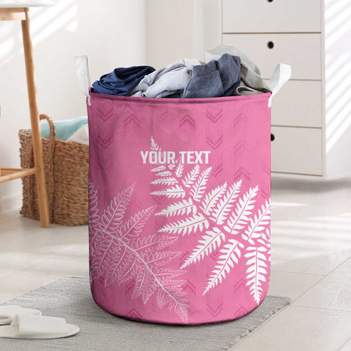 New Zealand Lawn Bowls Breast Cancer Personalized Laundry Basket Wrap-Around Silver Fern - Aussie Hoodie