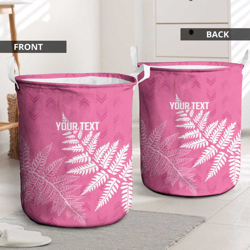New Zealand Lawn Bowls Breast Cancer Personalized Laundry Basket Wrap-Around Silver Fern - Aussie Hoodie