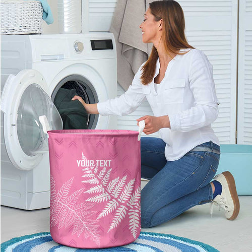 New Zealand Lawn Bowls Breast Cancer Personalized Laundry Basket Wrap-Around Silver Fern - Aussie Hoodie
