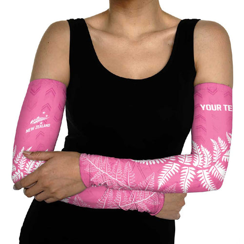 New Zealand Lawn Bowls Breast Cancer Personalized Arm Sleeves Wrap-Around Silver Fern - Aussie Hoodie