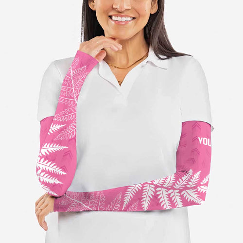 New Zealand Lawn Bowls Breast Cancer Personalized Arm Sleeves Wrap-Around Silver Fern - Aussie Hoodie