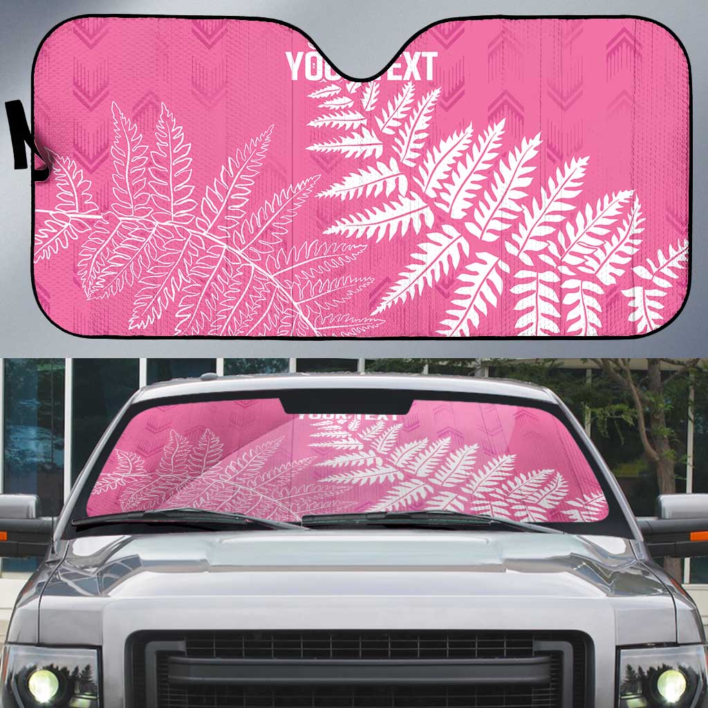 New Zealand Lawn Bowls Breast Cancer Personalized Auto Sun Shade Wrap-Around Silver Fern - Aussie Hoodie