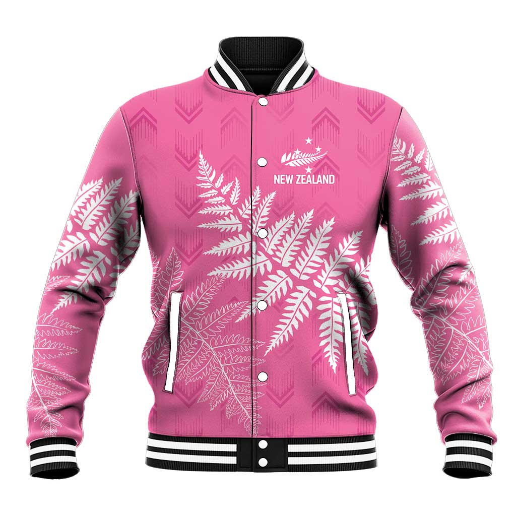 New Zealand Lawn Bowls Breast Cancer Personalized Baseball Jacket Wrap-Around Silver Fern - Aussie Hoodie
