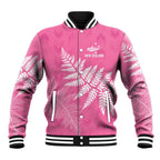 New Zealand Lawn Bowls Breast Cancer Personalized Baseball Jacket Wrap-Around Silver Fern - Aussie Hoodie