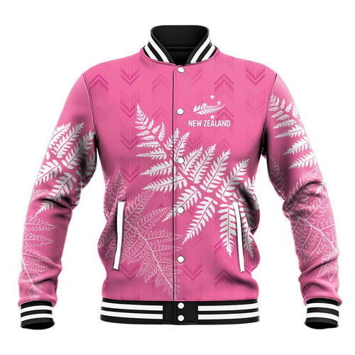 New Zealand Lawn Bowls Breast Cancer Personalized Baseball Jacket Wrap-Around Silver Fern - Aussie Hoodie