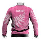 New Zealand Lawn Bowls Breast Cancer Personalized Baseball Jacket Wrap-Around Silver Fern - Aussie Hoodie