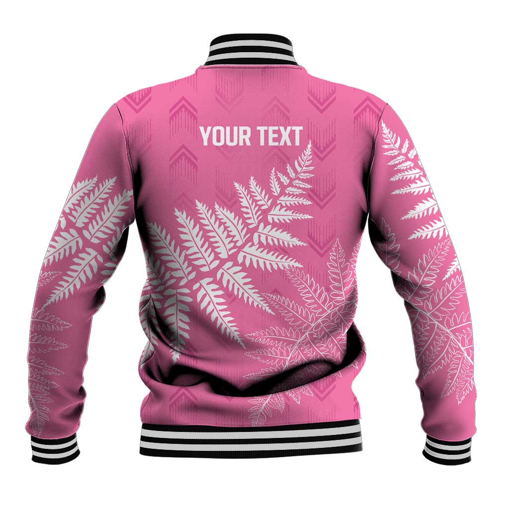New Zealand Lawn Bowls Breast Cancer Personalized Baseball Jacket Wrap-Around Silver Fern - Aussie Hoodie