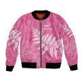 New Zealand Lawn Bowls Breast Cancer Personalized Bomber Jacket Wrap-Around Silver Fern - Aussie Hoodie