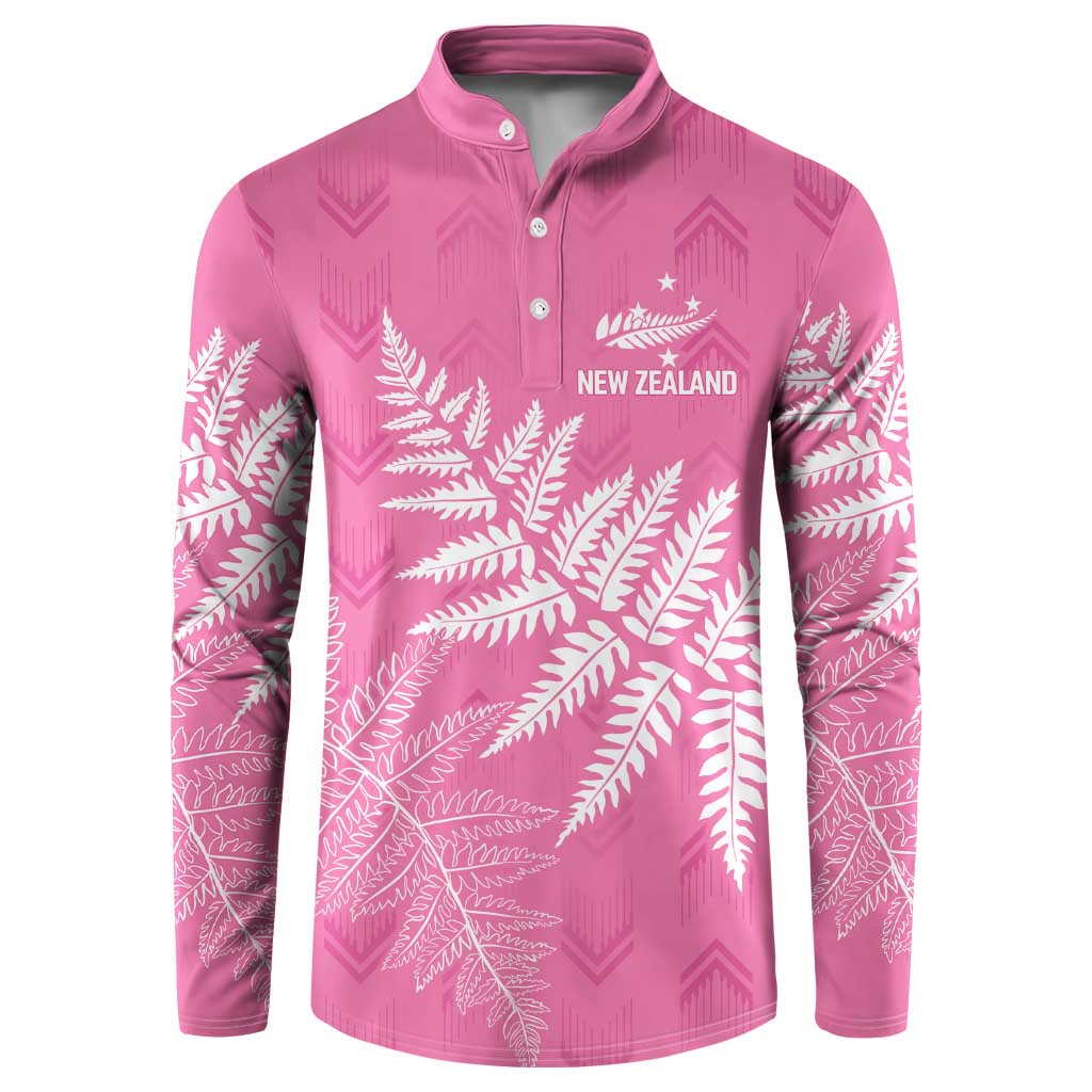 New Zealand Lawn Bowls Breast Cancer Personalized Button Sweatshirt Wrap-Around Silver Fern - Aussie Hoodie