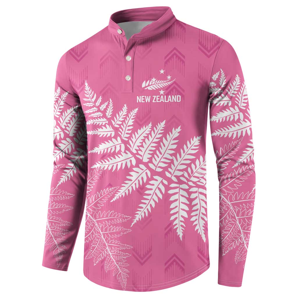 New Zealand Lawn Bowls Breast Cancer Personalized Button Sweatshirt Wrap-Around Silver Fern - Aussie Hoodie