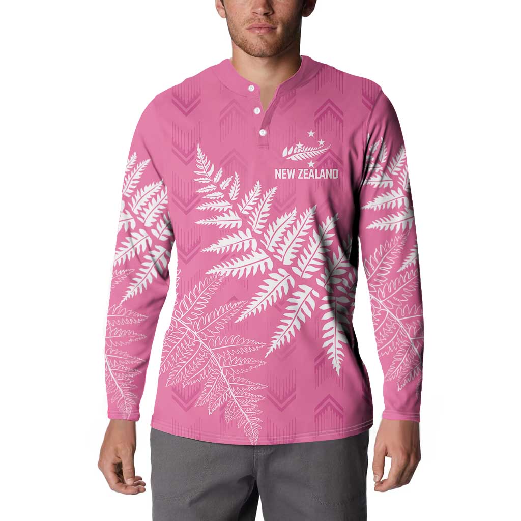 New Zealand Lawn Bowls Breast Cancer Personalized Button Sweatshirt Wrap-Around Silver Fern - Aussie Hoodie