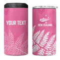 New Zealand Lawn Bowls Breast Cancer Personalized 4 in 1 Can Cooler Tumbler Wrap-Around Silver Fern - Aussie Hoodie