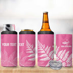 New Zealand Lawn Bowls Breast Cancer Personalized 4 in 1 Can Cooler Tumbler Wrap-Around Silver Fern - Aussie Hoodie