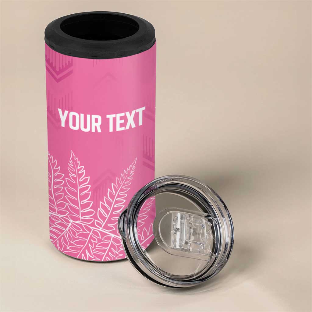 New Zealand Lawn Bowls Breast Cancer Personalized 4 in 1 Can Cooler Tumbler Wrap-Around Silver Fern - Aussie Hoodie