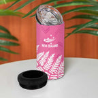 New Zealand Lawn Bowls Breast Cancer Personalized 4 in 1 Can Cooler Tumbler Wrap-Around Silver Fern - Aussie Hoodie