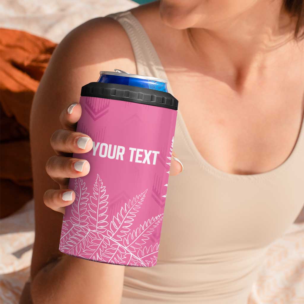 New Zealand Lawn Bowls Breast Cancer Personalized 4 in 1 Can Cooler Tumbler Wrap-Around Silver Fern - Aussie Hoodie