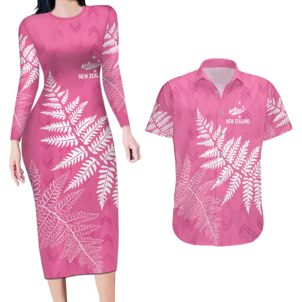 New Zealand Lawn Bowls Breast Cancer Personalized Couples Matching Long Sleeve Bodycon Dress and Hawaiian Shirt Wrap-Around Silver Fern - Aussie Hoodie