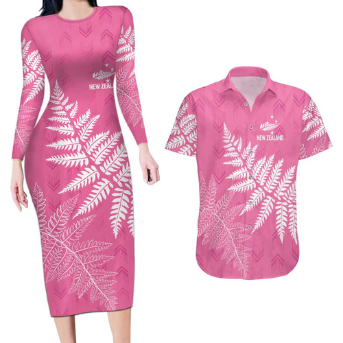 New Zealand Lawn Bowls Breast Cancer Personalized Couples Matching Long Sleeve Bodycon Dress and Hawaiian Shirt Wrap-Around Silver Fern - Aussie Hoodie