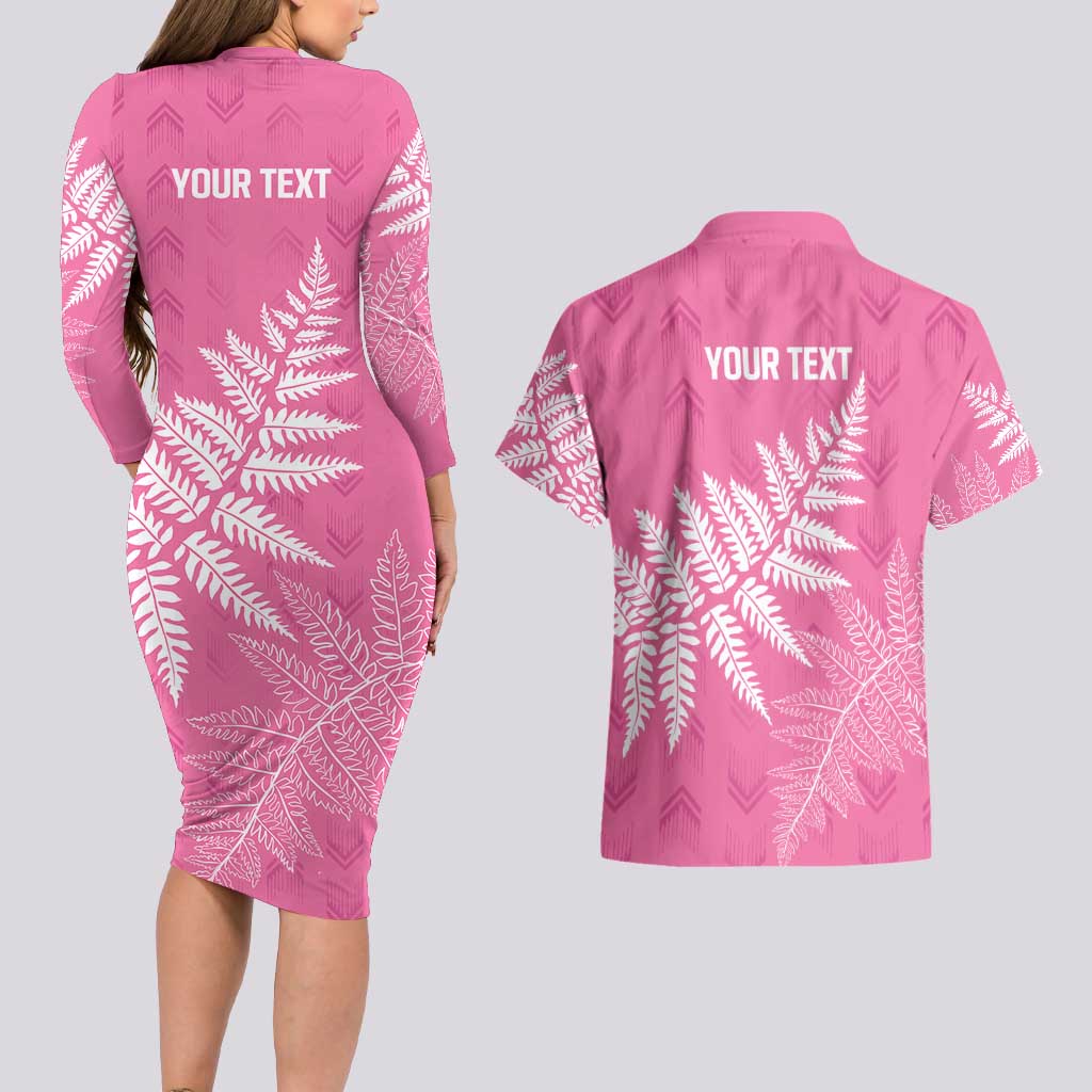 New Zealand Lawn Bowls Breast Cancer Personalized Couples Matching Long Sleeve Bodycon Dress and Hawaiian Shirt Wrap-Around Silver Fern - Aussie Hoodie