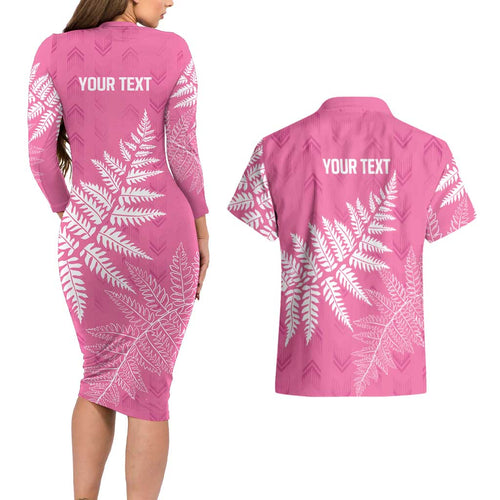 New Zealand Lawn Bowls Breast Cancer Personalized Couples Matching Long Sleeve Bodycon Dress and Hawaiian Shirt Wrap-Around Silver Fern - Aussie Hoodie