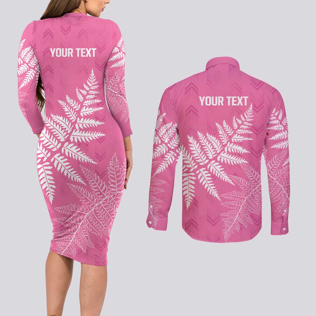 New Zealand Lawn Bowls Breast Cancer Personalized Couples Matching Long Sleeve Bodycon Dress and Long Sleeve Button Shirt Wrap-Around Silver Fern - Aussie Hoodie