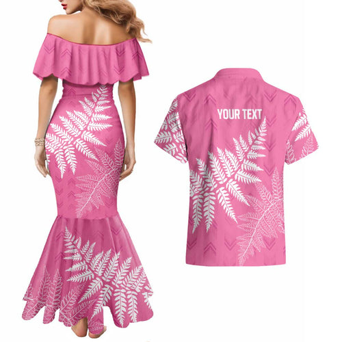 New Zealand Lawn Bowls Breast Cancer Personalized Couples Matching Mermaid Dress and Hawaiian Shirt Wrap-Around Silver Fern - Aussie Hoodie