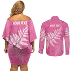New Zealand Lawn Bowls Breast Cancer Personalized Couples Matching Off Shoulder Short Dress and Long Sleeve Button Shirt Wrap-Around Silver Fern - Aussie Hoodie