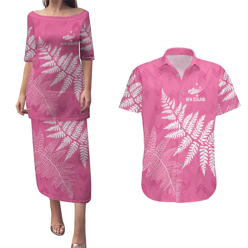 New Zealand Lawn Bowls Breast Cancer Personalized Couples Matching Puletasi and Hawaiian Shirt Wrap-Around Silver Fern - Aussie Hoodie