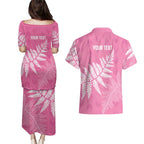 New Zealand Lawn Bowls Breast Cancer Personalized Couples Matching Puletasi and Hawaiian Shirt Wrap-Around Silver Fern - Aussie Hoodie