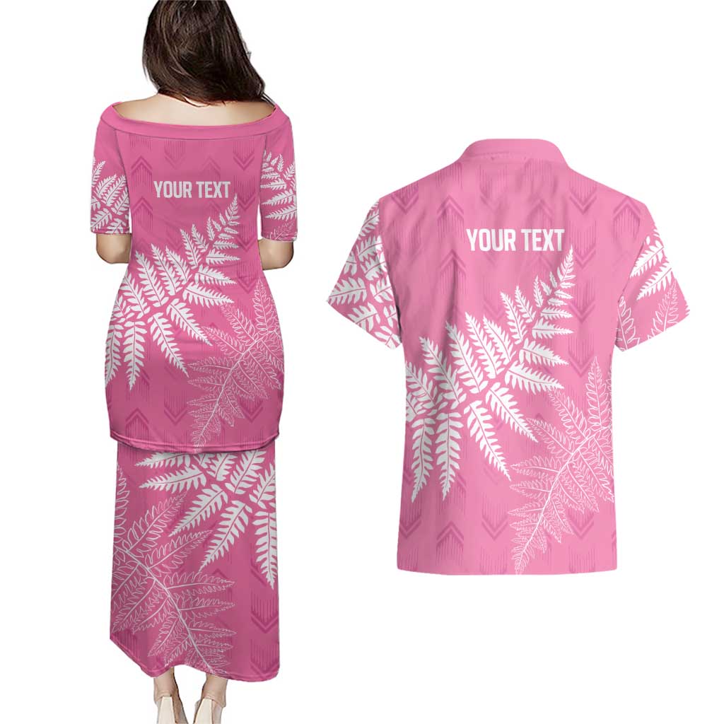 New Zealand Lawn Bowls Breast Cancer Personalized Couples Matching Puletasi and Hawaiian Shirt Wrap-Around Silver Fern - Aussie Hoodie