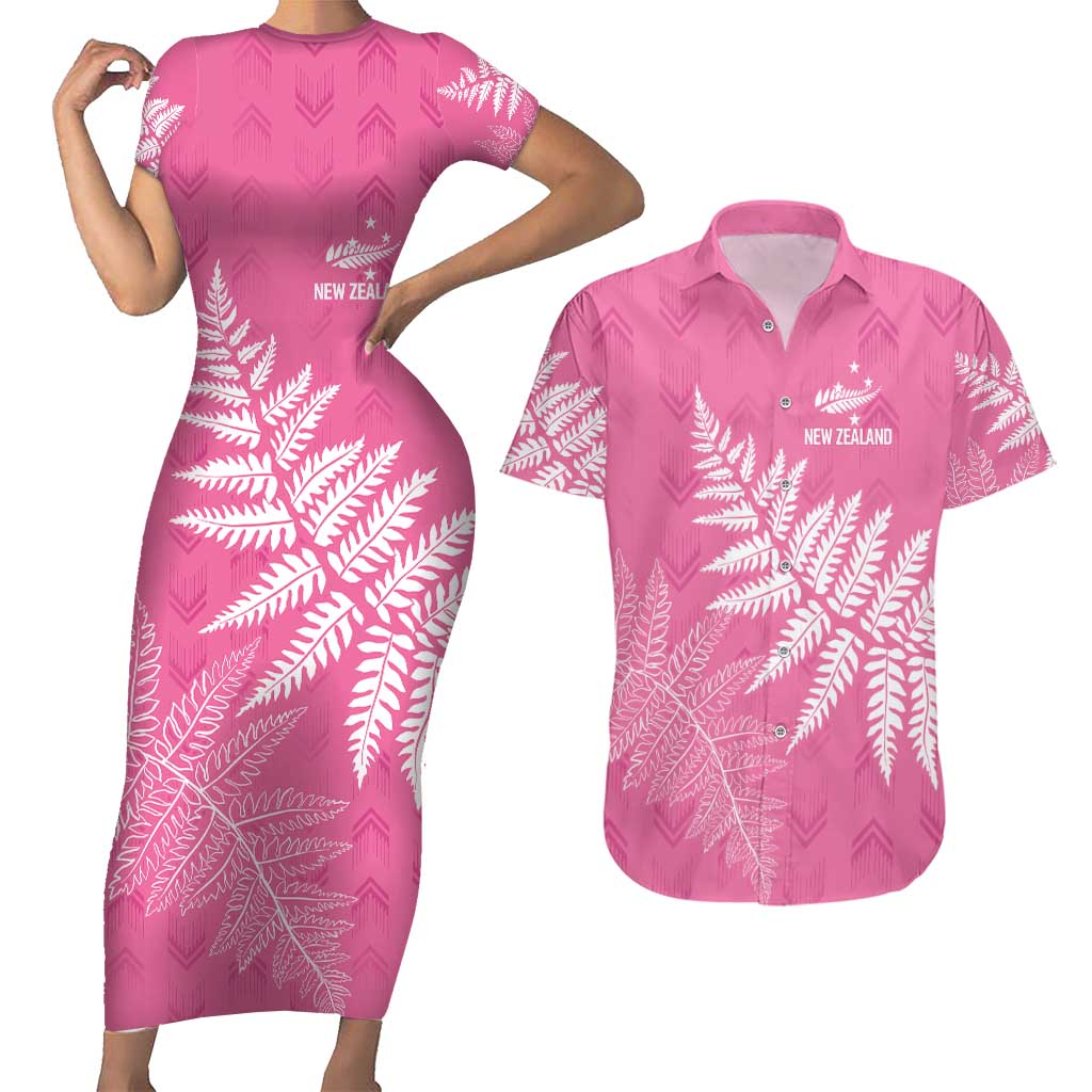 New Zealand Lawn Bowls Breast Cancer Personalized Couples Matching Short Sleeve Bodycon Dress and Hawaiian Shirt Wrap-Around Silver Fern - Aussie Hoodie