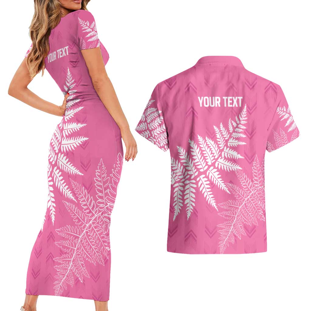 New Zealand Lawn Bowls Breast Cancer Personalized Couples Matching Short Sleeve Bodycon Dress and Hawaiian Shirt Wrap-Around Silver Fern - Aussie Hoodie