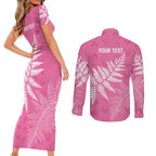 New Zealand Lawn Bowls Breast Cancer Personalized Couples Matching Short Sleeve Bodycon Dress and Long Sleeve Button Shirt Wrap-Around Silver Fern - Aussie Hoodie