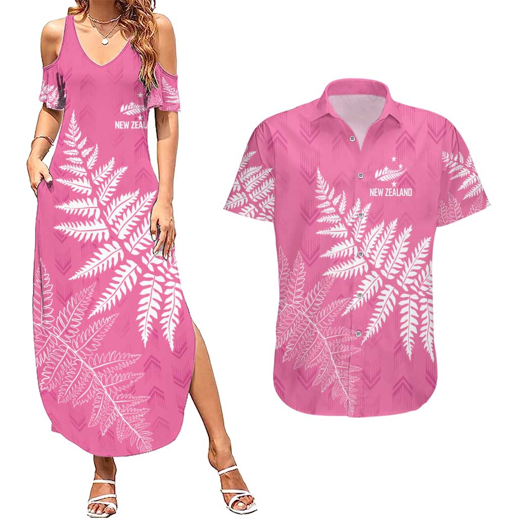 New Zealand Lawn Bowls Breast Cancer Personalized Couples Matching Summer Maxi Dress and Hawaiian Shirt Wrap-Around Silver Fern - Aussie Hoodie