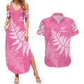 New Zealand Lawn Bowls Breast Cancer Personalized Couples Matching Summer Maxi Dress and Hawaiian Shirt Wrap-Around Silver Fern - Aussie Hoodie