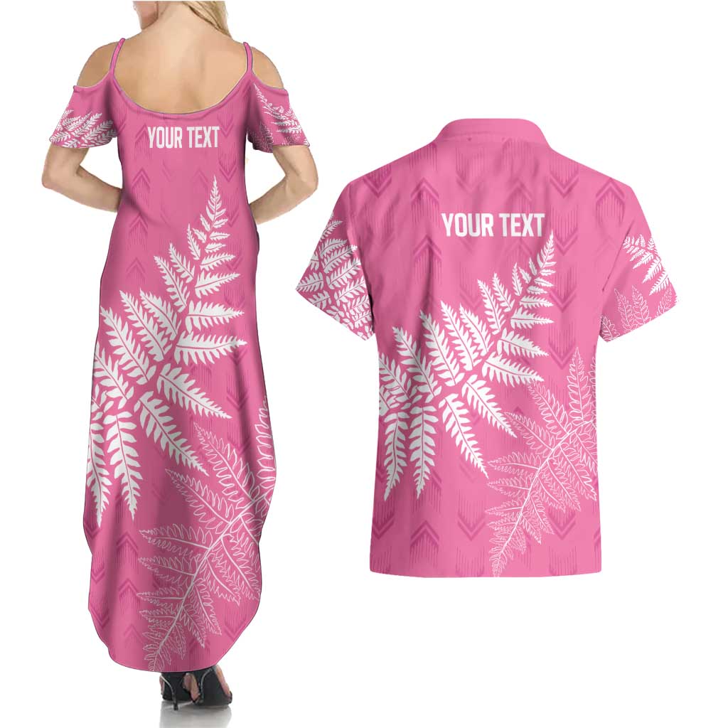 New Zealand Lawn Bowls Breast Cancer Personalized Couples Matching Summer Maxi Dress and Hawaiian Shirt Wrap-Around Silver Fern - Aussie Hoodie