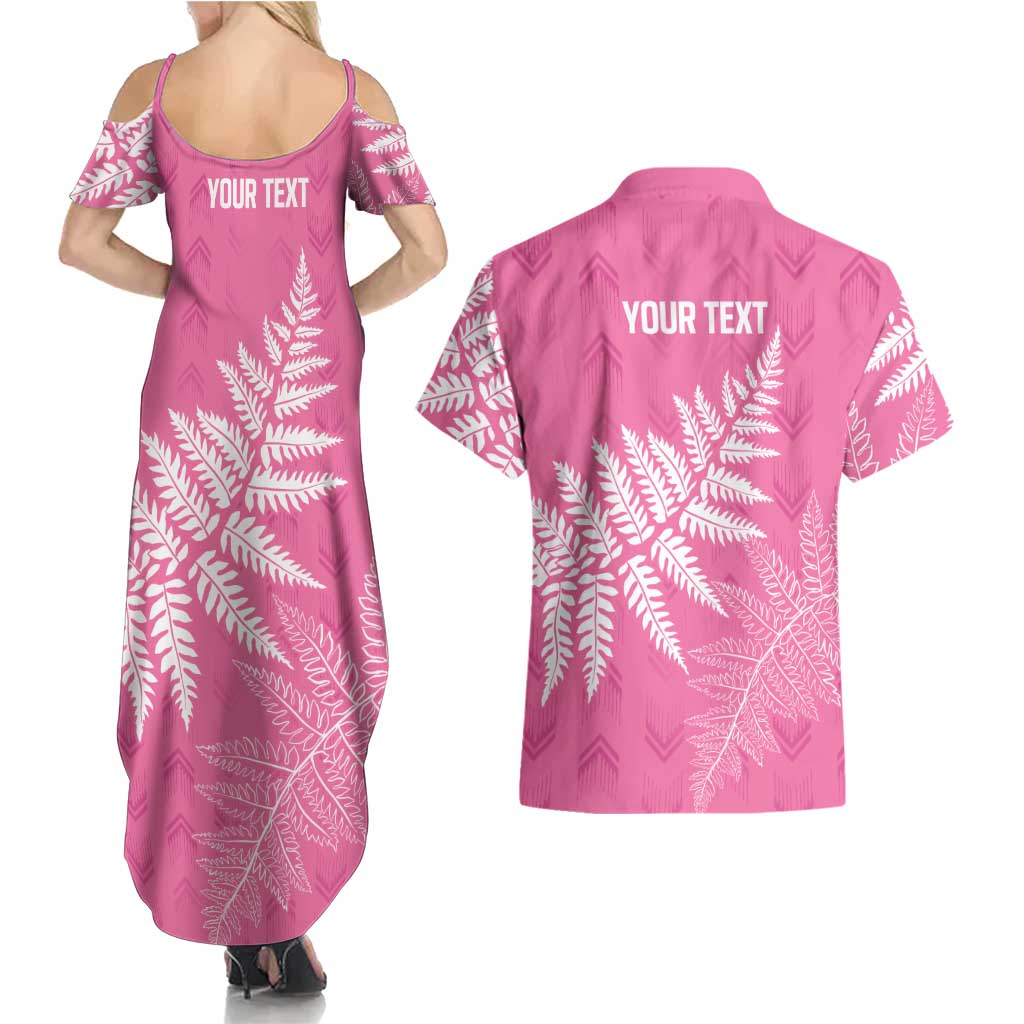 New Zealand Lawn Bowls Breast Cancer Personalized Couples Matching Summer Maxi Dress and Hawaiian Shirt Wrap-Around Silver Fern - Aussie Hoodie