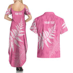 New Zealand Lawn Bowls Breast Cancer Personalized Couples Matching Summer Maxi Dress and Hawaiian Shirt Wrap-Around Silver Fern - Aussie Hoodie