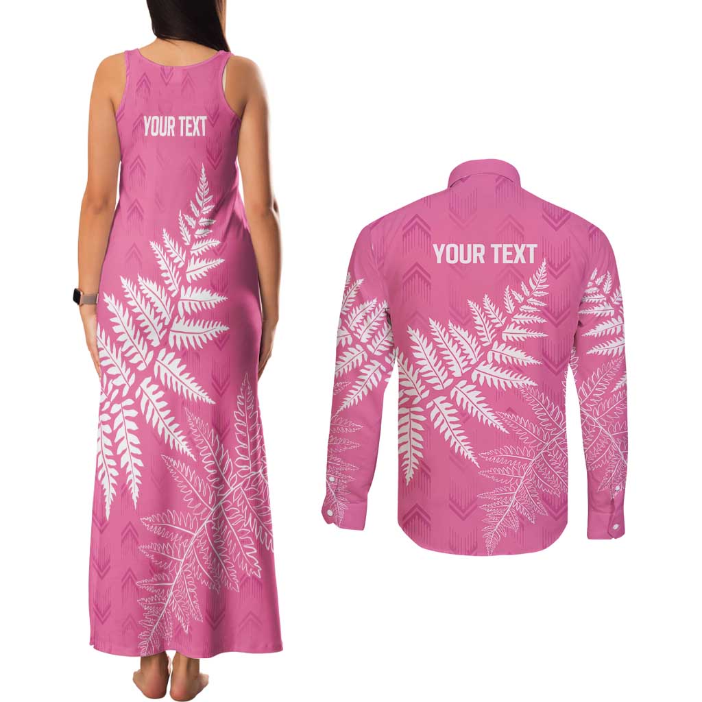 New Zealand Lawn Bowls Breast Cancer Personalized Couples Matching Tank Maxi Dress and Long Sleeve Button Shirt Wrap-Around Silver Fern - Aussie Hoodie