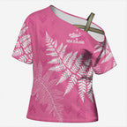 New Zealand Lawn Bowls Breast Cancer Personalized Cross Shoulder Shirt Wrap-Around Silver Fern - Aussie Hoodie
