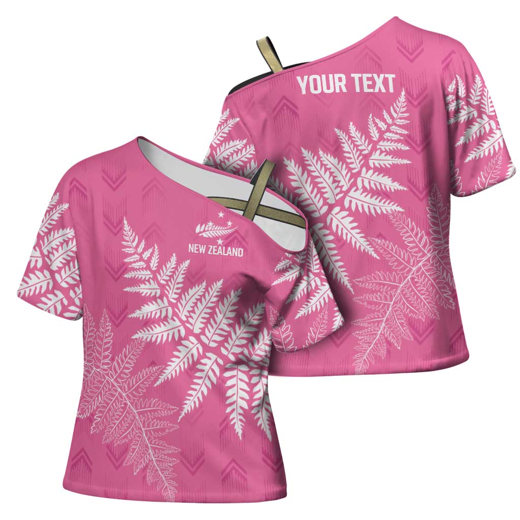 New Zealand Lawn Bowls Breast Cancer Personalized Cross Shoulder Shirt Wrap-Around Silver Fern - Aussie Hoodie