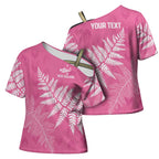 New Zealand Lawn Bowls Breast Cancer Personalized Cross Shoulder Shirt Wrap-Around Silver Fern - Aussie Hoodie