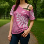 New Zealand Lawn Bowls Breast Cancer Personalized Cross Shoulder Shirt Wrap-Around Silver Fern - Aussie Hoodie