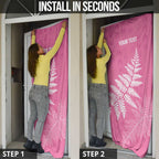 New Zealand Lawn Bowls Breast Cancer Personalized Door Cover Wrap-Around Silver Fern - Aussie Hoodie