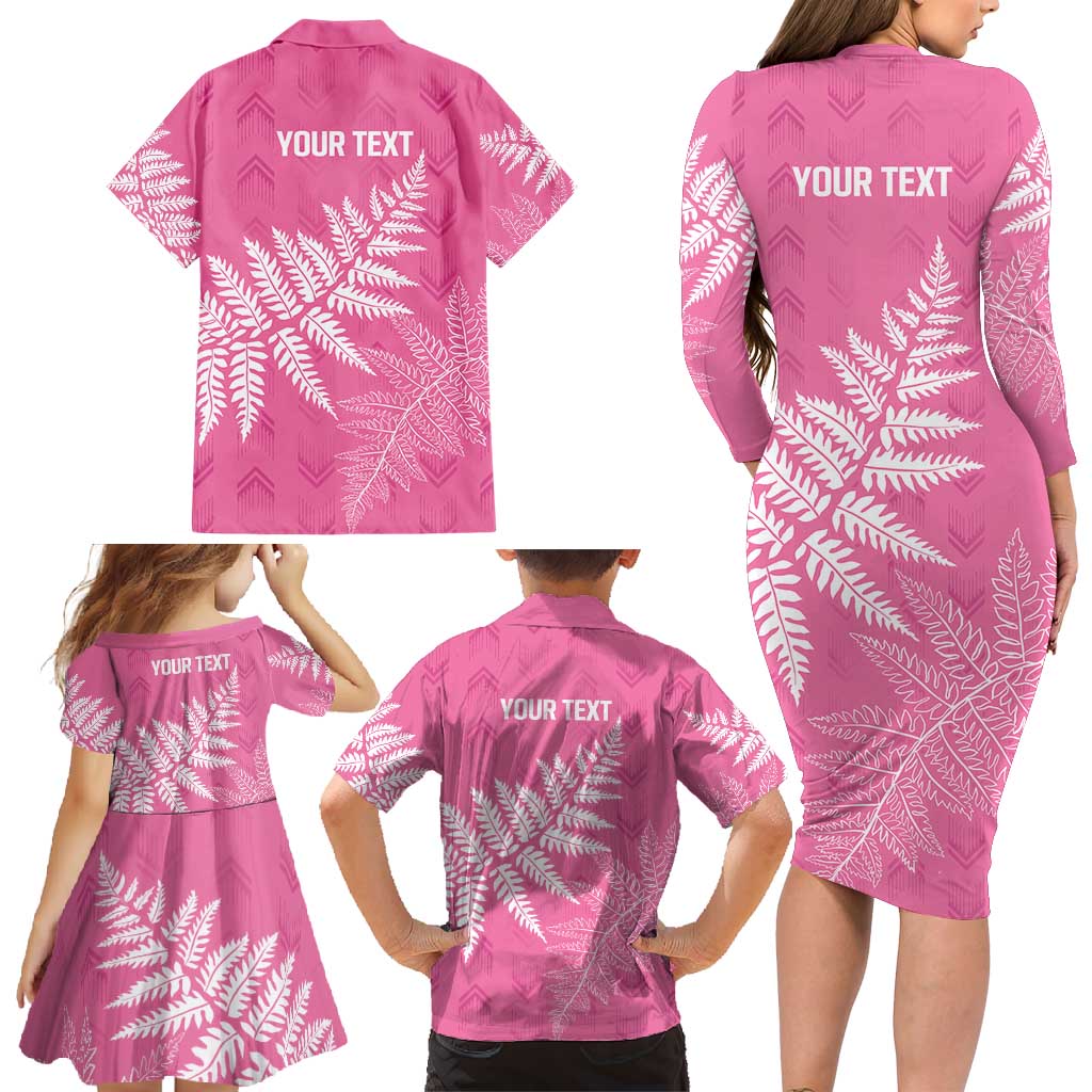 New Zealand Lawn Bowls Breast Cancer Personalized Family Matching Long Sleeve Bodycon Dress and Hawaiian Shirt Wrap-Around Silver Fern - Aussie Hoodie